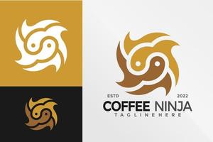 café ninja shuriken logotipo diseño vector ilustración plantilla