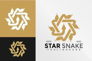 plantilla de ilustración vectorial de diseño de logotipo de serpiente estrella de lujo