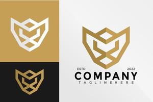 plantilla de ilustración vectorial de diseño de logotipo de cubo de león vector