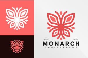 Plantilla de ilustración vectorial de diseño de logotipo de mariposa monarca de belleza