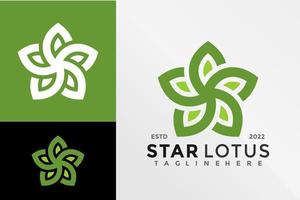 plantilla de ilustración de vector de diseño de logotipo floral de loto estrella