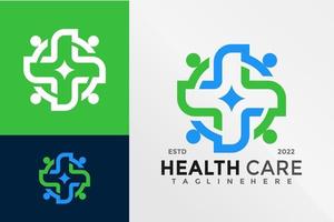 plantilla de ilustración vectorial de diseño de logotipo de personas médicas cruzadas vector