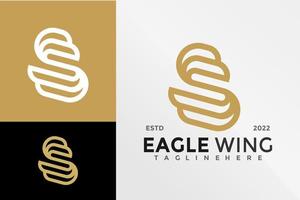 Plantilla de ilustración de vector de diseño de logotipo de águila de letra s