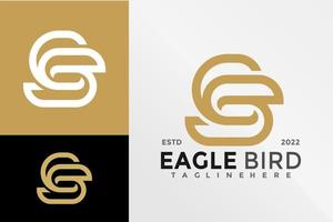 plantilla de ilustración vectorial de diseño de logotipo de pájaro águila letra s vector