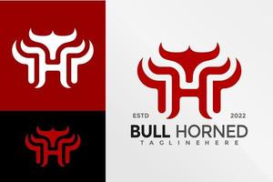 Letter H Horned Logo Design Vector illustration template