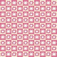 Groovy flowers hippie aesthetic seamless pattern. vector
