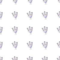 Bouquet of lavender branches with bow seamless pattern. vector