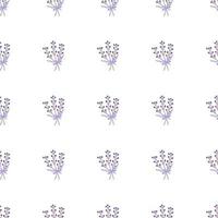 Bouquet of lavender branches with bow seamless pattern. vector