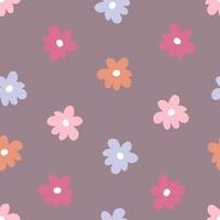 Summer simple seamless pattern with multicolour flowers. vector