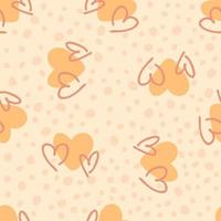 Romantic seamless pattern with hearts and abstract dots. Hippie aesthetic print for fabric, paper, T-shirt. vector