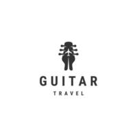 Guitar and aircraft music logo icon design template vector