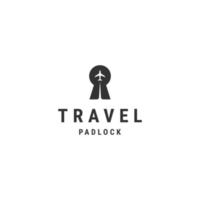Travel aircraft in the form of a padlock logo flat vector template design