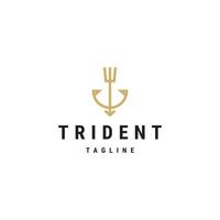 Luxury trident line art logo icon design template vector