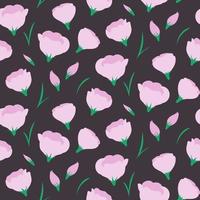 Seamless pattern with purple eustoma flowers. Botanical vector illustration for, wallpaper, textile print, backdrop.