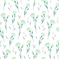 Seamless pattern with eustoma flowers. Botanical vector illustration for wedding invitations, wallpaper, textile print, backdrop.