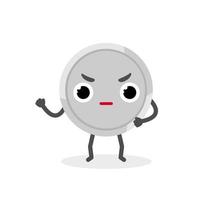 Cute emotional coin anger character. Funny vector cartoon money