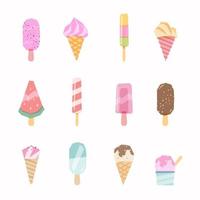 Set of ice cream icons, modern looking multicolor vector. Group of cartoon ice cream designs, low poly flat design stylistic. vector