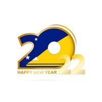 Year 2022 with Tokelau Flag pattern. Happy New Year Design. vector