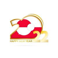 Year 2022 with Greenland Flag pattern. Happy New Year Design. vector