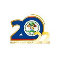 año 2022 con patrón de bandera de belice. diseño de feliz año nuevo. vector