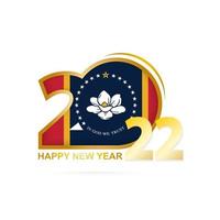 año 2022 con patrón de bandera de mississippi. diseño de feliz año nuevo. vector