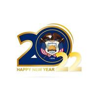 Year 2022 with Utah Flag pattern. Happy New Year Design. vector