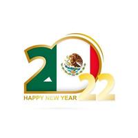 año 2022 con patrón de bandera de México. diseño de feliz año nuevo. vector