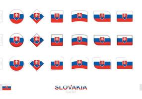 conjunto de banderas de eslovaquia, banderas simples de eslovaquia con tres efectos diferentes. vector