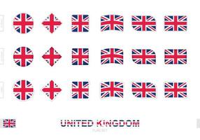 United Kingdom flag set, simple flags of United Kingdom with three different effects. vector