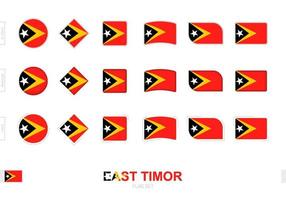 conjunto de banderas de timor oriental, banderas simples de timor oriental con tres efectos diferentes. vector