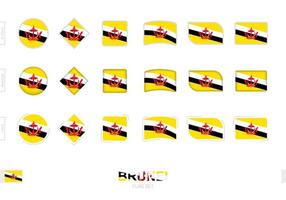 Brunei flag set, simple flags of Brunei with three different effects. vector