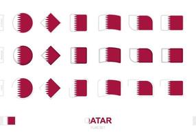 Qatar flag set, simple flags of Qatar with three different effects. vector