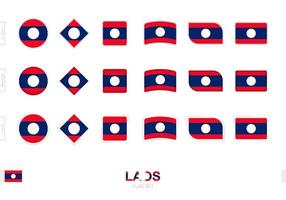 Laos flag set, simple flags of Laos with three different effects. vector