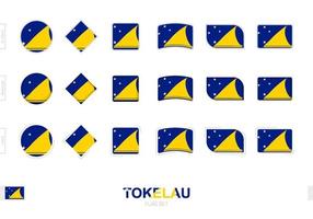 Tokelau flag set, simple flags of Tokelau with three different effects. vector