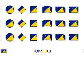 Tokelau flag set, simple flags of Tokelau with three different effects. vector