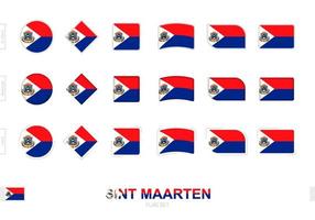 Sint Maarten flag set, simple flags of Sint Maarten with three different effects. vector