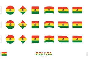 Bolivia flag set, simple flags of Bolivia with three different effects. vector