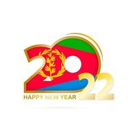 año 2022 con patrón de bandera de eritrea. diseño de feliz año nuevo. vector