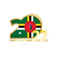 Year 2022 with Dominica Flag pattern. Happy New Year Design. vector