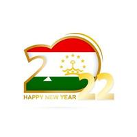 Year 2022 with Tajikistan Flag pattern. Happy New Year Design. vector