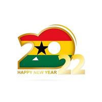 Year 2022 with Ghana Flag pattern. Happy New Year Design. vector