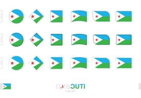 Djibouti flag set, simple flags of Djibouti with three different effects. vector