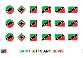 conjunto de banderas de saint kitts y nevis, banderas simples de saint kitts y nevis con tres efectos diferentes. vector