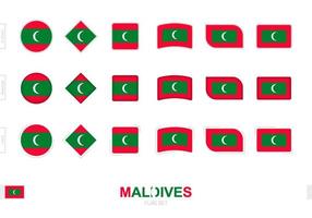 Maldives flag set, simple flags of Maldives with three different effects. vector