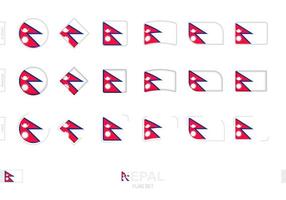 Nepal flag set, simple flags of Nepal with three different effects. vector