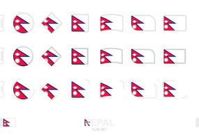 Nepal flag set, simple flags of Nepal with three different effects. vector