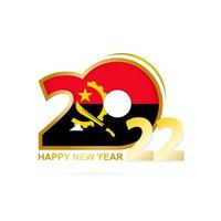 año 2022 con patrón de bandera de angola. diseño de feliz año nuevo. vector