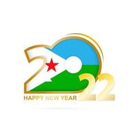 año 2022 con patrón de bandera de djibouti. diseño de feliz año nuevo. vector