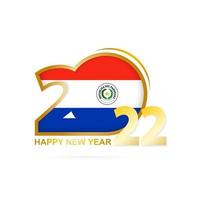 Year 2022 with Paraguay Flag pattern. Happy New Year Design. vector