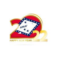 Year 2022 with Arkansas Flag pattern. Happy New Year Design. vector